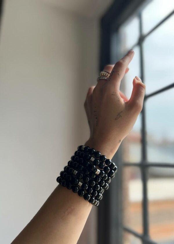 Obsidyen 10 mm Doğal Taş Bileklik - Görsel 4