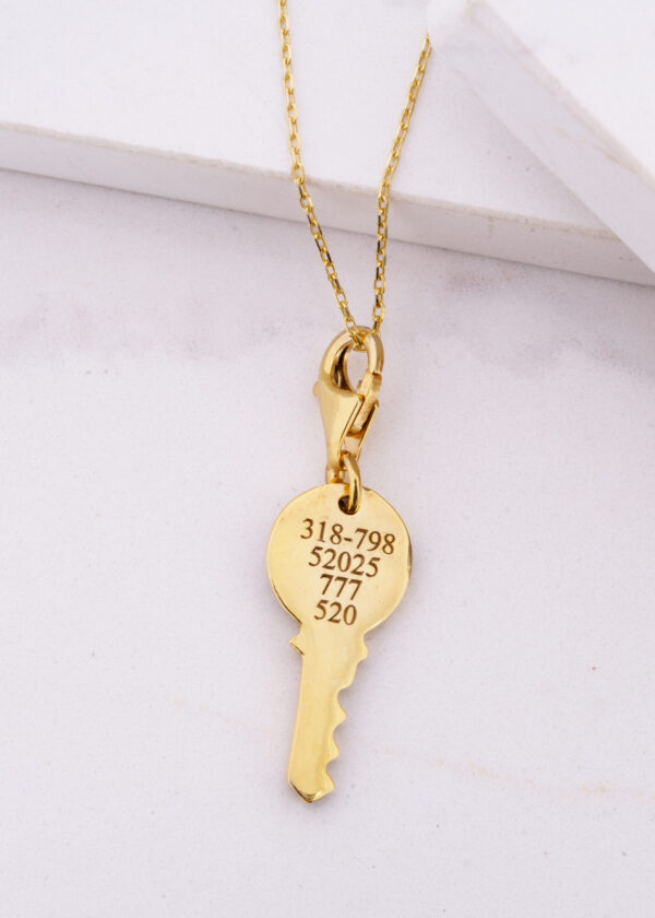 Özel Tasarım Sitrin Taşlı ve Sekanslı Charm Anahtar Kolye | 925 ® Gümüş Küçük Boy - Görsel 2