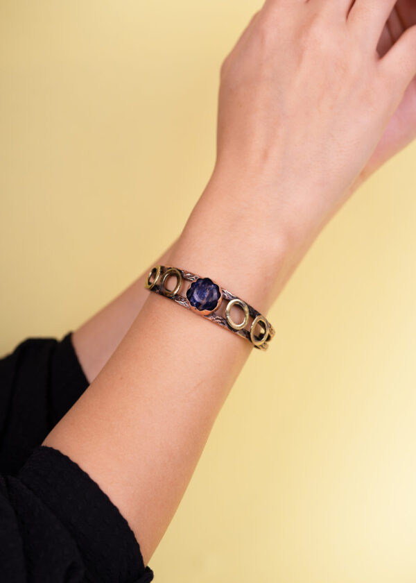 Lapis Lazuli Doğal Taşlı Bakır Bileklik - Görsel 3