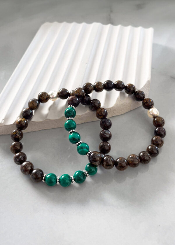 Bronzit ve Malakit 8mm Doğal Taş Bileklik - Görsel 2