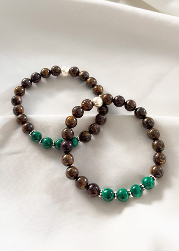 Bronzit ve Malakit 8mm Doğal Taş Bileklik - Görsel 4