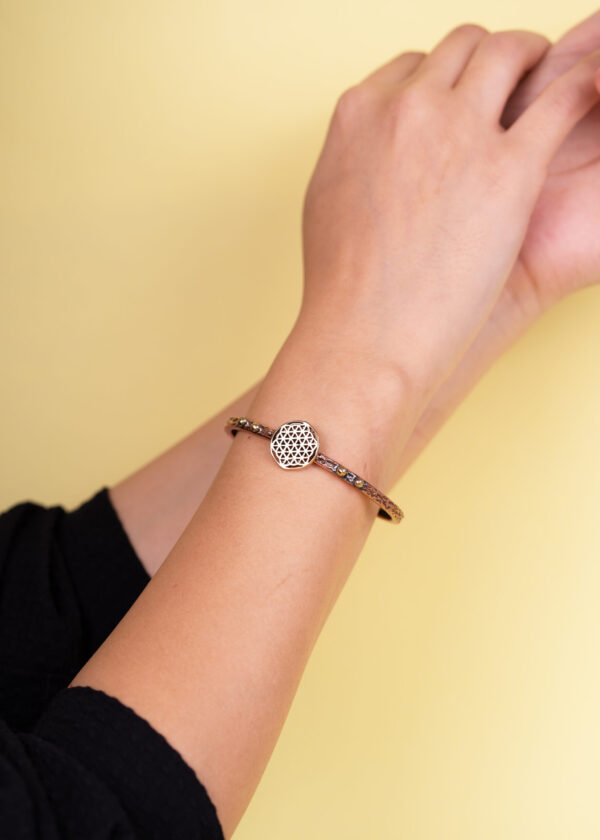 Yaşam Çiçeği Sembollü Bakır Bileklik - Görsel 3