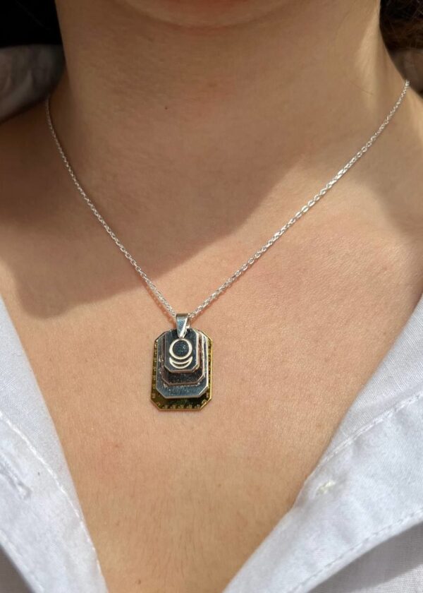 Ayetel Kürsi  Nazar Dualı Allah Lafzlı ve AllatRa lı Gümüş Kolye Dikdörtgen Form - Görsel 2