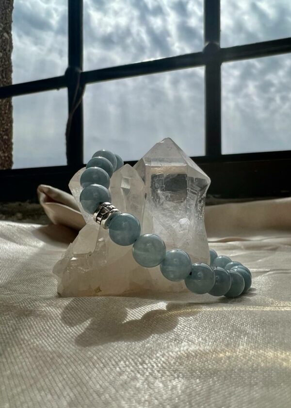 Aquamarin Doğal Taş 8 mm Bileklik - Görsel 3