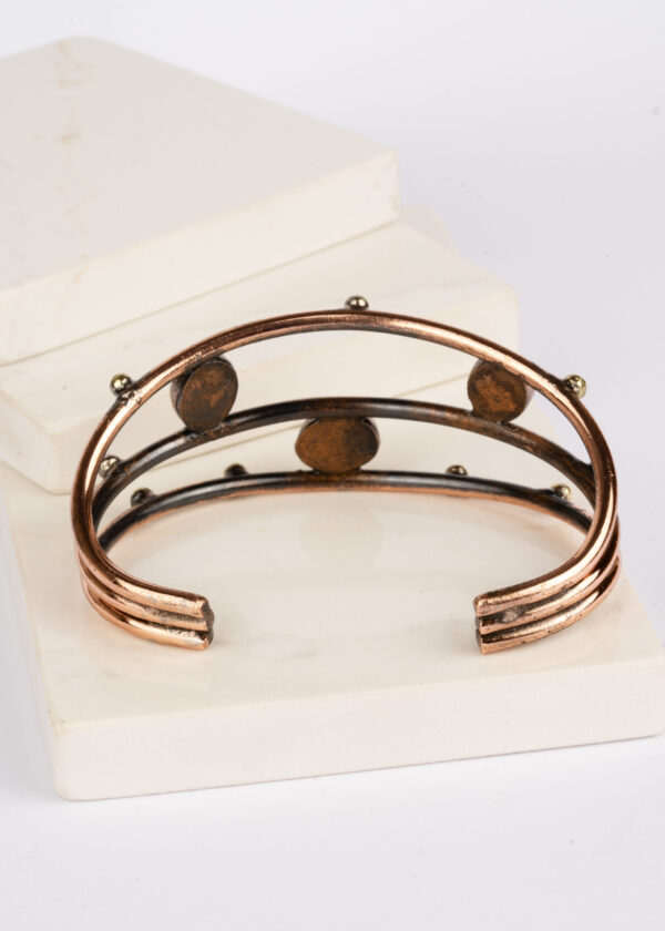 Kaplan Gözü Doğal Taşlı Bakır Bileklik - Görsel 2