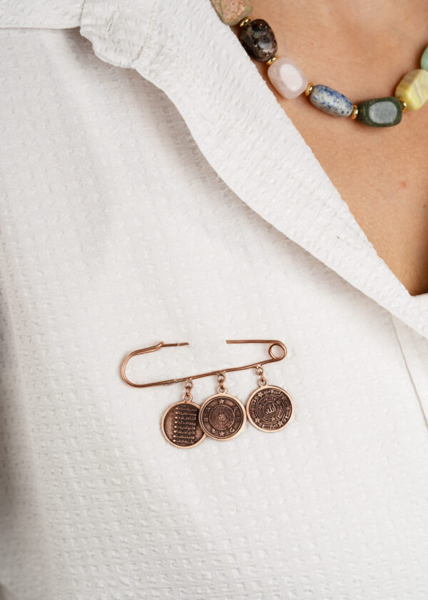 İnşirah Sureli & İsmi Azam Dualı & Celcelutiye Dualı Bakır Çatal İğne - Görsel 2