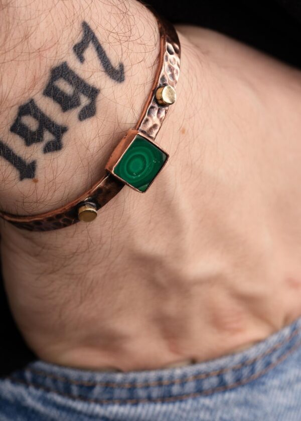 Bakır Malakit Bileklik | Özel Tasarım - Görsel 3