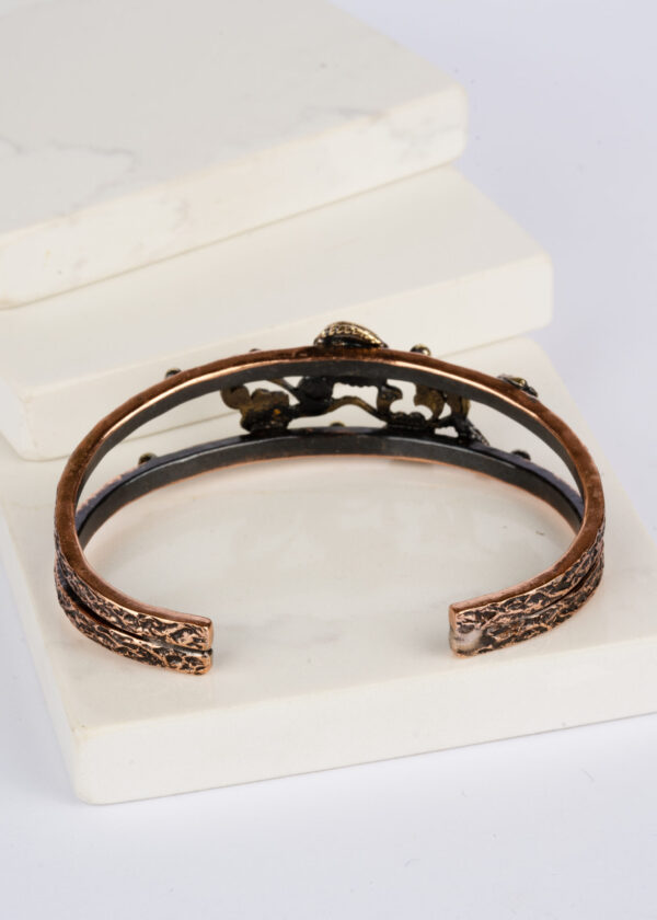 Turkuaz Doğal Taş Detaylı Bakır Bileklik - Görsel 2