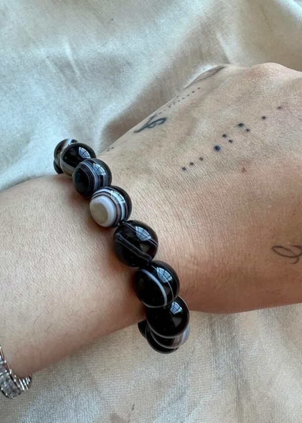 Siyah Göz Akik Doğal Taş 10 mm Bileklik - Görsel 3