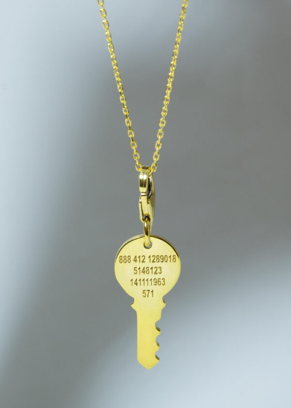 Lotus Sembollü Pembe Kuvars Taşlı ve Aşk Sekanslı Altın Kaplama Gümüş Charm Anahtar Kolye - Görsel 2