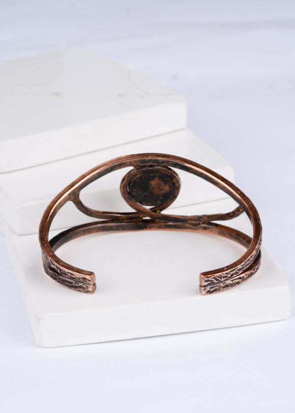 Yuvarlak Sembollü Yemen Akik Doğal Taş Bakır Bileklik - Görsel 2