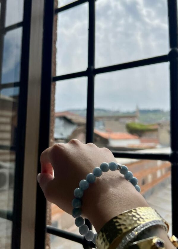 Aquamarin Doğal Taş 8 mm Bileklik - Görsel 2