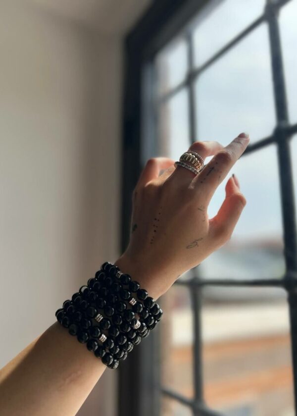 Obsidyen 10 mm Doğal Taş Bileklik - Görsel 2