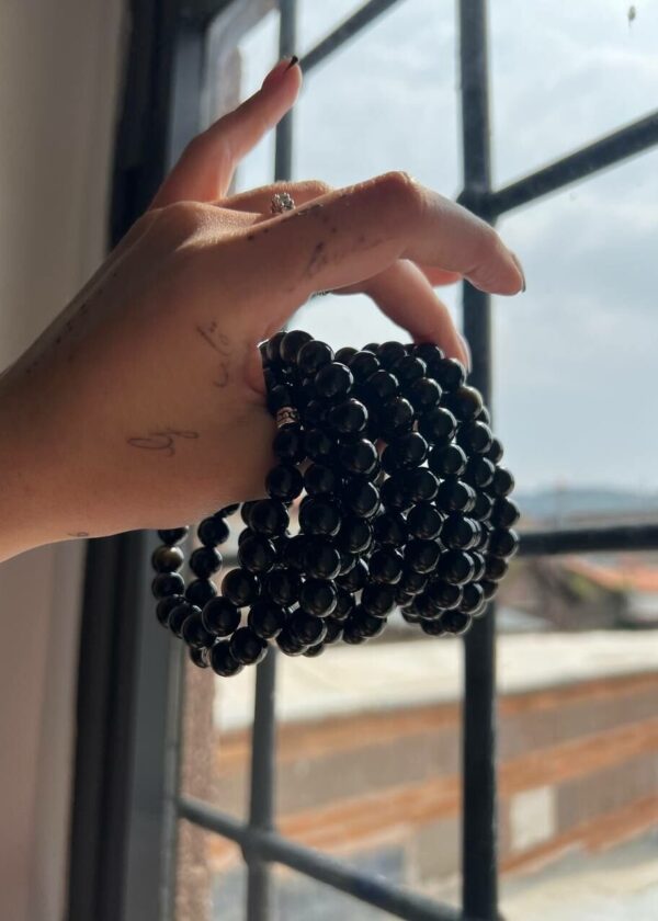 Obsidyen 10 mm Doğal Taş Bileklik - Görsel 5