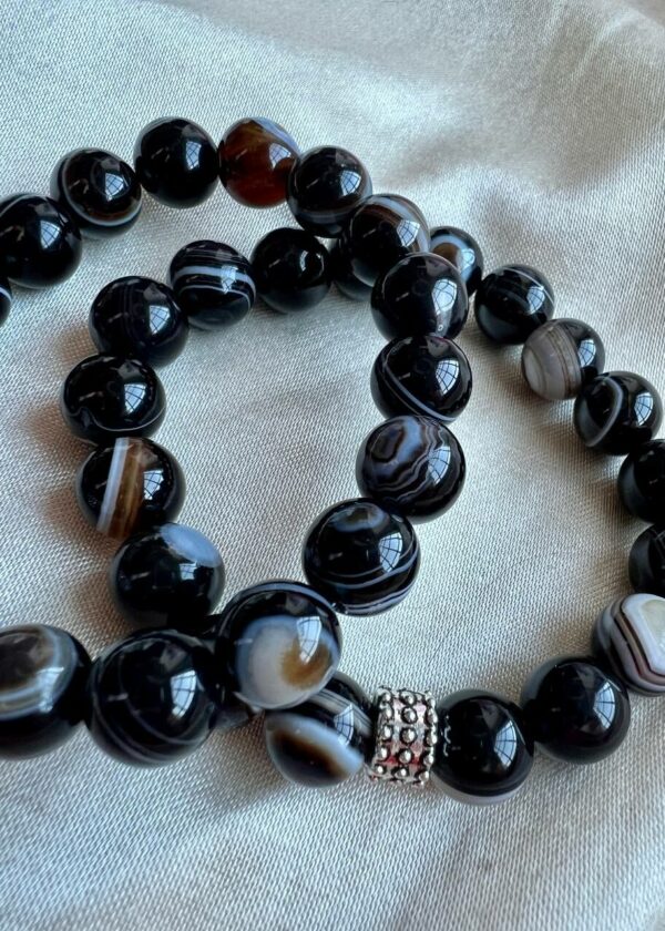 Siyah Göz Akik Doğal Taş 10 mm Bileklik - Görsel 5