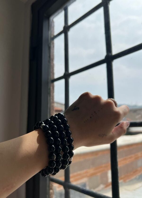 Obsidyen 10 mm Doğal Taş Bileklik - Görsel 3