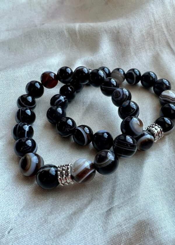 Siyah Göz Akik Doğal Taş 10 mm Bileklik - Görsel 6