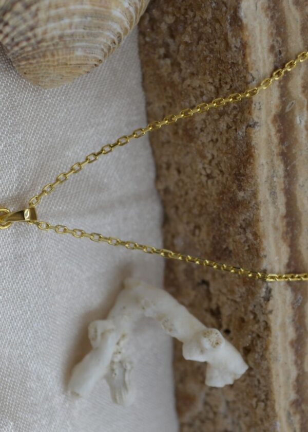 Gerçek Oval Gri  Kedi Gözü  Kolye | Altın Kaplama 925 ® Gümüş - Görsel 4