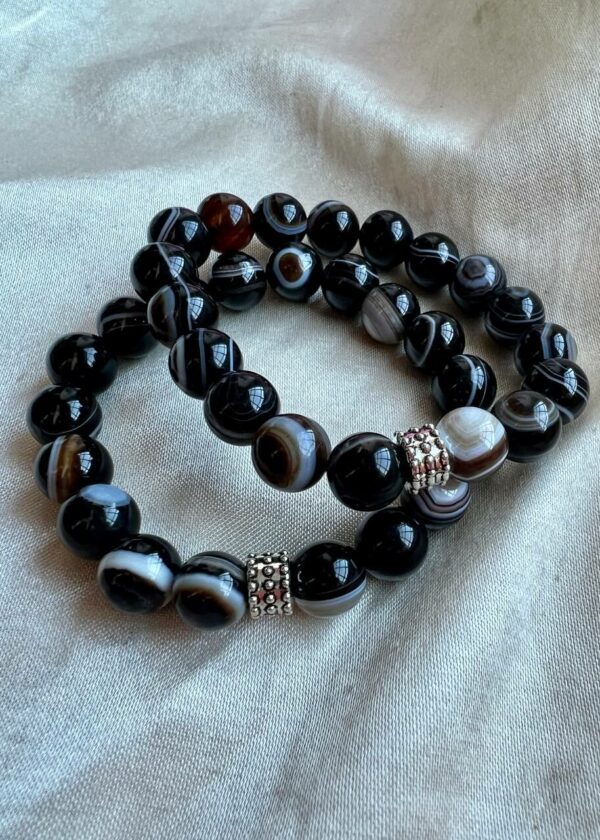 Siyah Göz Akik Doğal Taş 10 mm Bileklik - Görsel 4