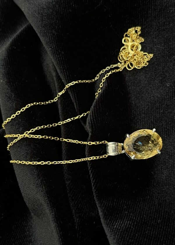 Oval Sitrin Gerçek Doğal Taş Kolye | Altın Kaplama 925 ® Gümüş - Görsel 4