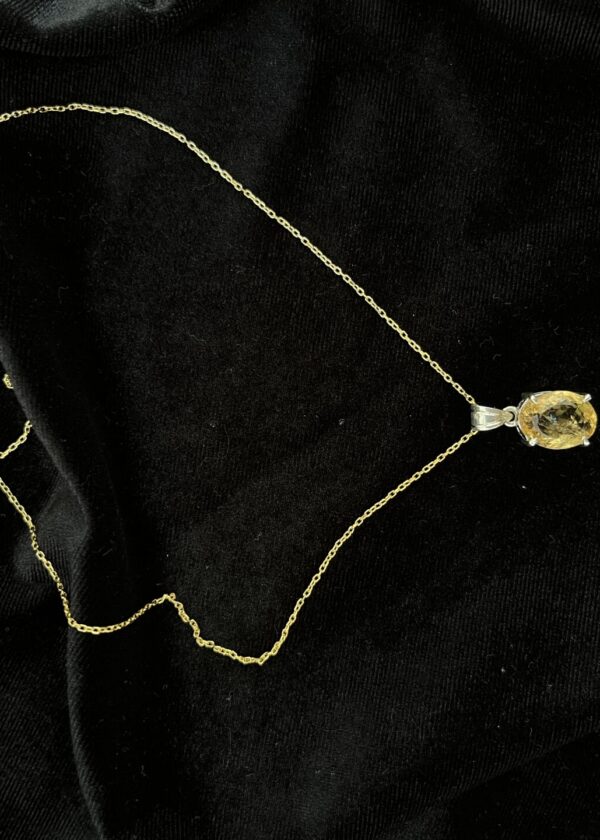 Oval Sitrin Gerçek Doğal Taş Kolye | Altın Kaplama 925 ® Gümüş - Görsel 5