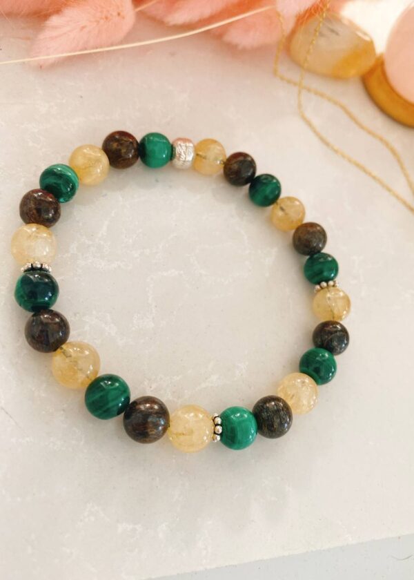 Sitrin & Bronzit & Malakit 8 mm Doğal Taş Bileklik - Görsel 3