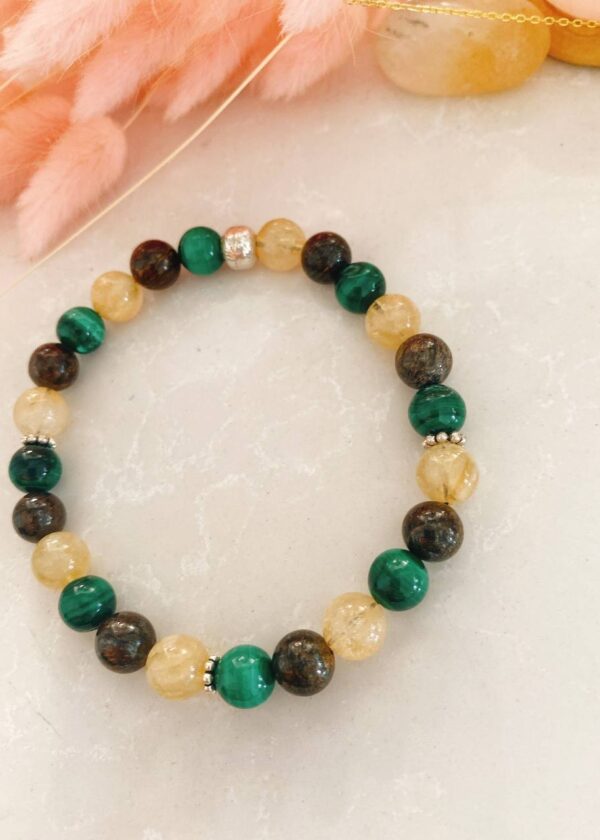 Sitrin & Bronzit & Malakit 8 mm Doğal Taş Bileklik - Görsel 2