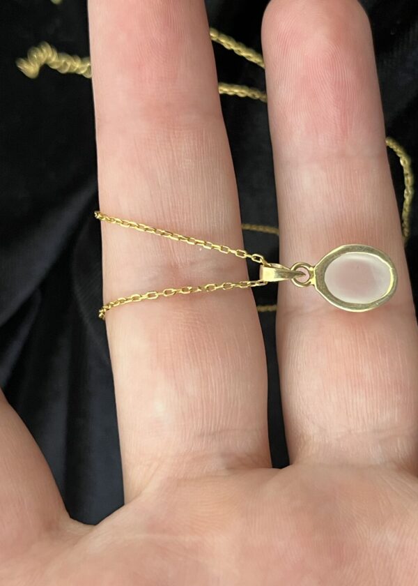 Gerçek Ay Taşı Oval Kolye | Altın Kaplama 925 ® Gümüş - Görsel 7