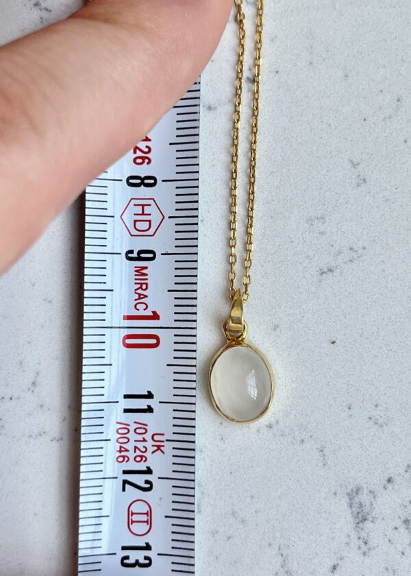 Gerçek Ay Taşı Oval Kolye | Altın Kaplama 925 ® Gümüş - Görsel 5