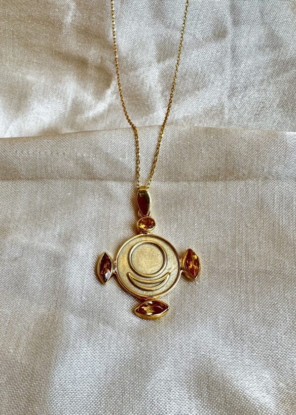 Özel Tasarım 4 Sitrinli Allatra Kolye | 925® Gümüş 22K Altın Kaplama - Görsel 3