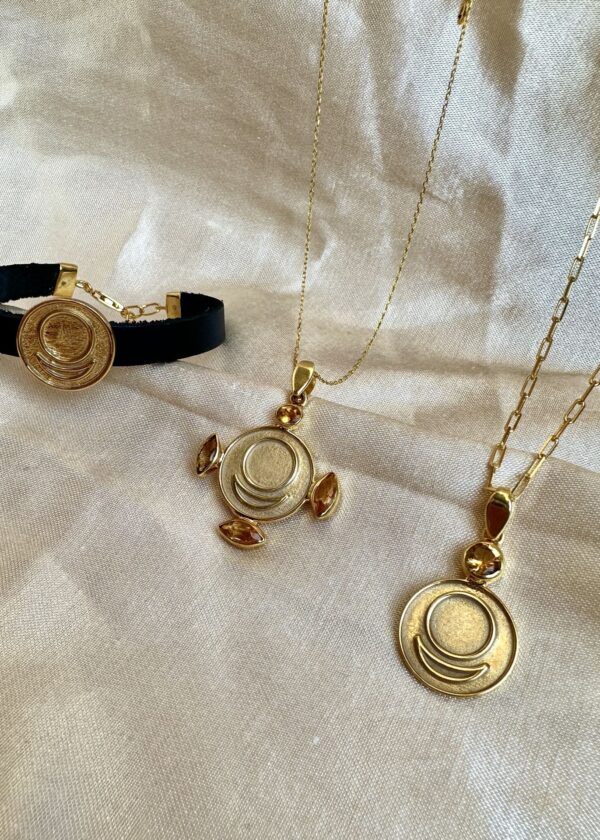 Özel Tasarım Sitrinli Allatra Kolye | 925® Gümüş 22K Altın Kaplama - Görsel 4