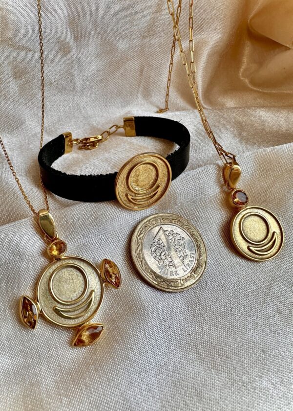 Özel Tasarım 4 Sitrinli Allatra Kolye | 925® Gümüş 22K Altın Kaplama - Görsel 5