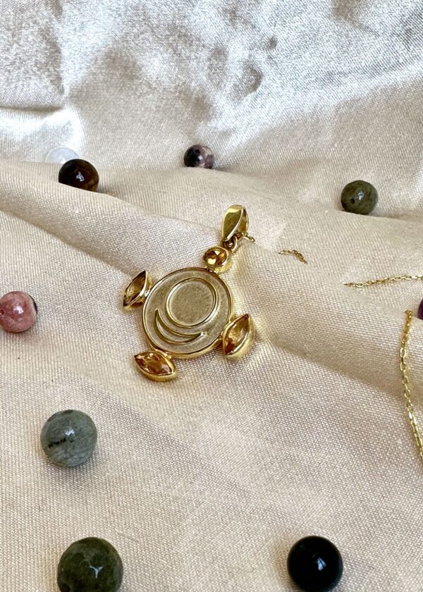 Özel Tasarım 4 Sitrinli Allatra Kolye | 925® Gümüş 22K Altın Kaplama - Görsel 4