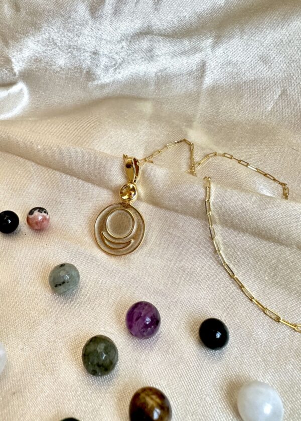 Özel Tasarım Sitrinli Allatra Kolye | 925® Gümüş 22K Altın Kaplama - Görsel 3