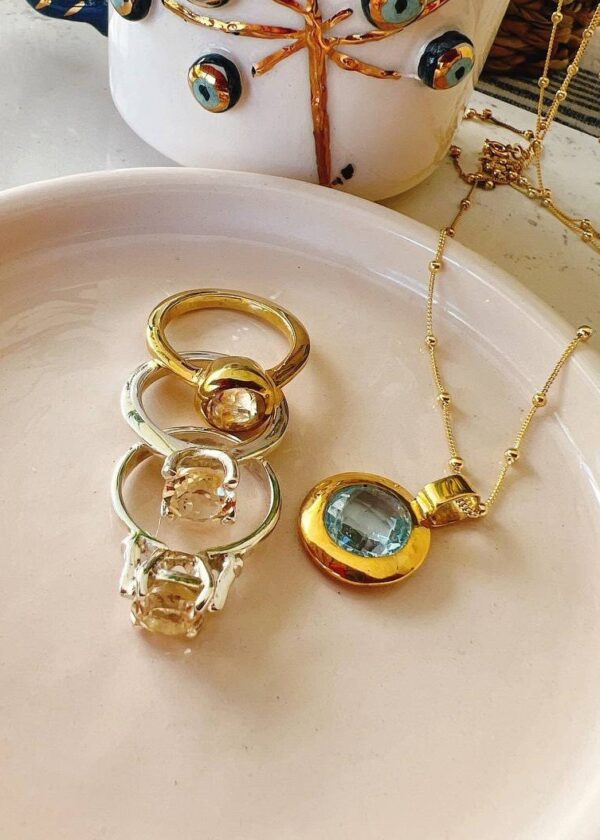 Özel Tasarım Sitrin Yüzük | 22 Ayar Altın Kaplama - Görsel 5